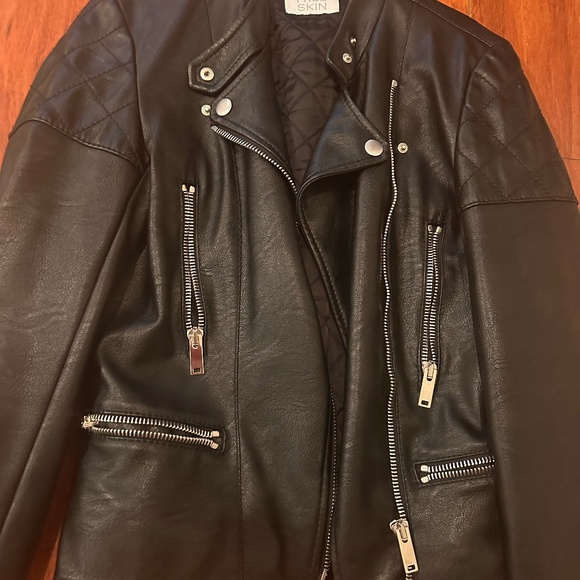 STELLA MCCARTNEY VEGAN LEATHER MOTO BOMBER JACKET - Picture 1 of 6